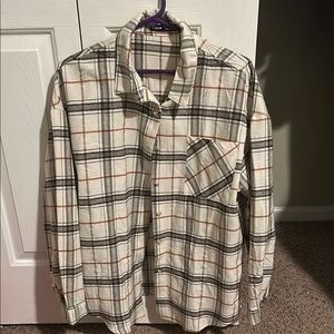 SHEIN Cream and Black Casual Button Down Shirt